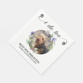 Lavender Wildflowers Frame Dog Photo Wedding Serviette (Ecke)