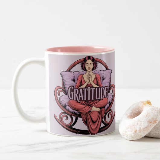 Lavender Wine Affirmation Meditation Mug Zweifarbige Tasse (Mit Donut)