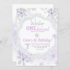 Lavender Winter Onederland 1. Geburtstag Einladung