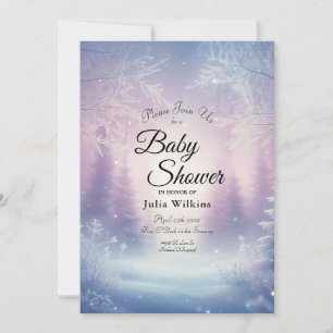 Lavender Winter Snowfall Serenade Baby Dusche Einladung