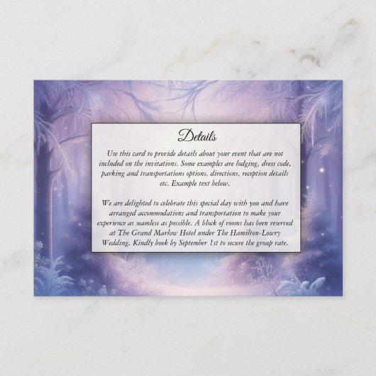 Lavender Winter Snowfall Serenade Begleitkarte (Vorderseite)