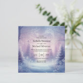 Lavender Winter Snowfall Serenade Wedding Einladung (Stehend Vorderseite)