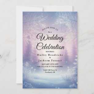 Lavender Winter Snowfall Serenade Wedding Einladung