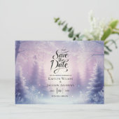 Lavender Winter Snowfall Serenade Wedding Save The Date (Stehend Vorderseite)
