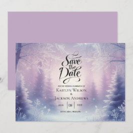 Lavender Winter Snowfall Serenade Wedding Save The Date