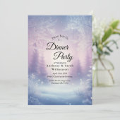 Lavender Winter Snowfall Zuhause Dinner Party Einladung (Stehend Vorderseite)