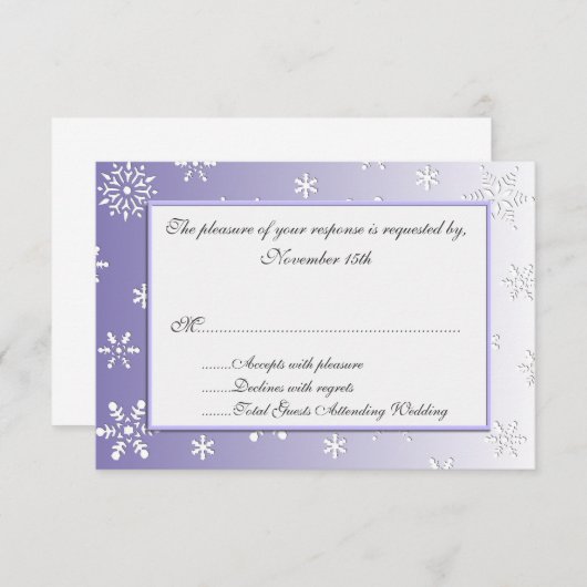 Lavender Winter Snowflakes Hochzeitskarten RSVP Karte (Vorne/Hinten)