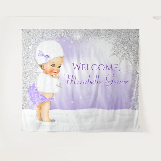 Lavender Winter Wonderland Babydusche Hintergrund Wandteppich (Vorderseite (Horizontal))
