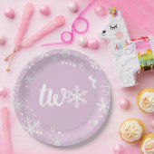 Lavender Winter Zweite Geburtstagsschneeflocken-Te Pappteller (Party)