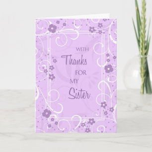 Lavender Wirbel Schwester Danke Bridesmaid Card