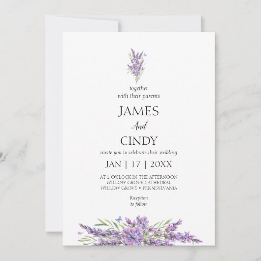 Lavender WishWedding Einladung (Vorderseite)