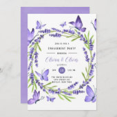 Lavender Wisteria and Butterfly Engagement Party Einladung (Vorne/Hinten)
