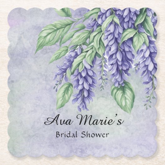 Lavender Wisteria Blume Marbella Brautparty Untersetzer (Vorderseite)