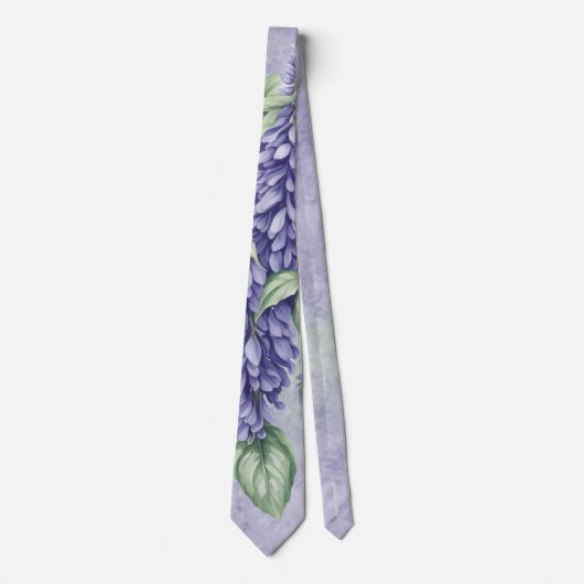 Lavender Wisteria Blume Marmorgroom Hochzeit Krawatte (Vorderseite)