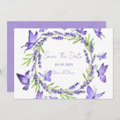 Lavender Wisteria & Butterfliegen Save the Date (Vorne/Hinten)