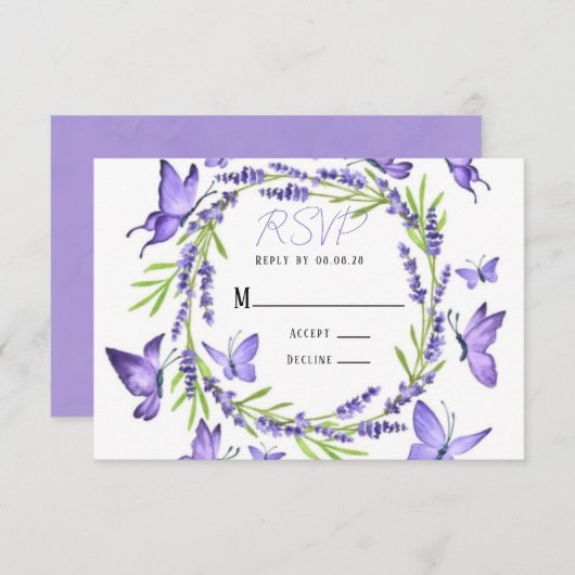 Lavender Wisteria & Butterflies Wedding RSVP (Vorne/Hinten)