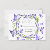 Lavender Wisteria & Butterflies Wedding RSVP Karte (Vorderseite)