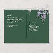 Lavender WISTERIA Emerald Green All-in-1 Wedding Postkarte (Rückseite)