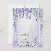 Lavender Wisteria Floral Arch QR Code Wedding RSVP Karte (Vorderseite)