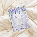 Lavender Wisteria Floral Arch Romantic Wedding Ankündigungspostkarte<br><div class="desc">Lavender Wisteria Floral Arch Save the Date | Romantic Purple Garden Wedding Announcement. Announce your special day with this elegant lavender wisteria floral arch save the date card, designed for romantic garden and outdoor weddings. Cascading watercolor wisteria blooms in soft shades of lavender and lilac create a beautiful botanical frame,...</div>