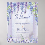 Lavender Wisteria Floral Arch Wedding Welcome Poster (Vorne)