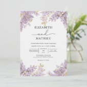 Lavender Wisteria Floral Wedding Einladung (Stehend Vorderseite)