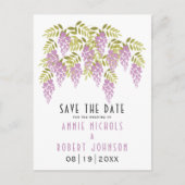 Lavender wisteria Frühjahrshochzeit Save the Date Ankündigungspostkarte (Vorderseite)