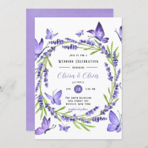 Lavender Wisteria und Schmetterlinge Hochzeit Einladung