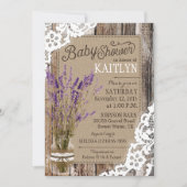 Lavender Wood Lace Rustic Baby Dusche Einladung (Vorderseite)