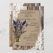 Lavender Wood Lace Rustic Wedding Einladung (Vorne/Hinten)