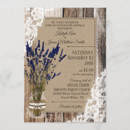 Lavender Wood Lace Rustic Wedding Einladung
