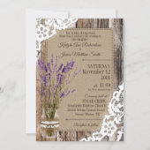 Lavender Wood Lace Rustic Wedding Einladung (Vorderseite)