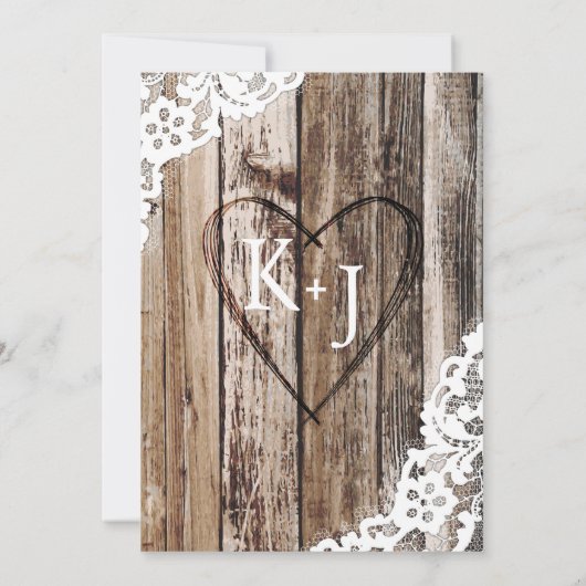 Lavender Wood Lace Rustic Wedding Einladung (Rückseite)