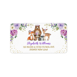 Lavender Woodland Animals Rücksendeadresse Adressaufkleber