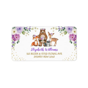 Lavender Woodland Animals Rücksendeadresse Adressaufkleber