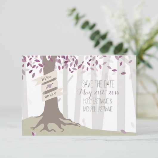 Lavender Woodland Wedding retten das Datum Save The Date (Stehend Vorderseite)