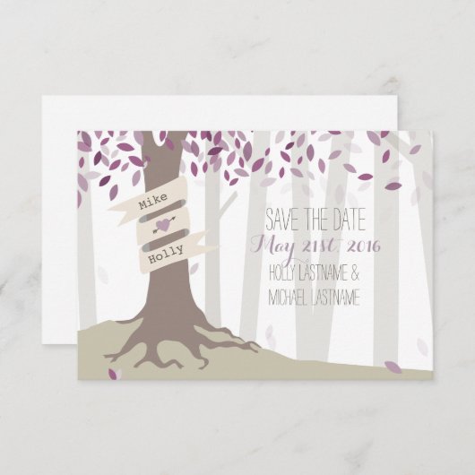 Lavender Woodland Wedding retten das Datum Save The Date (Vorne/Hinten)