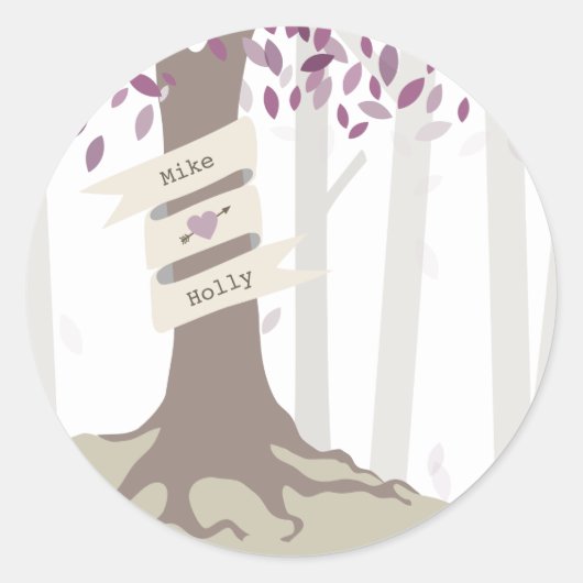 Lavender Woodland Wedding Runder Aufkleber (Vorderseite)