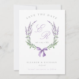 Lavender Wreath & Bow Monogram Wedding Foto Save The Date