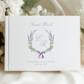 Lavender Wreath & Bow Monogram Wedding Gästebuch