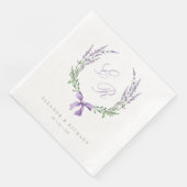 Lavender Wreath & Bow Monogram Wedding Serviette (Ecke)