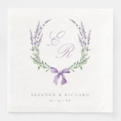 Lavender Wreath & Bow Monogram Wedding Serviette (Vorderseite)