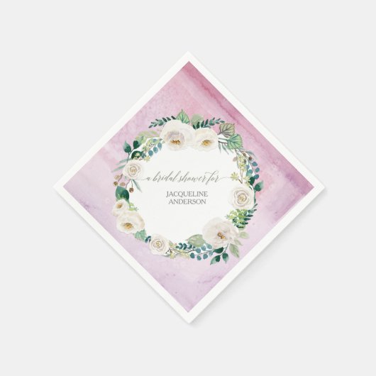 Lavender Wreath Rustic Alabaster Rose Blumenblätte Serviette (Ecke)