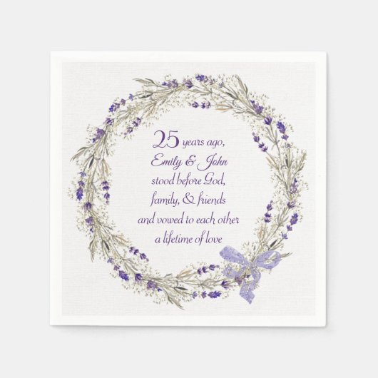 Lavender Wreath zum 25. Jahrestag Serviette (Vorderseite)