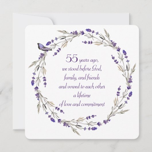 Lavender Wreath zum 55. Jahrestag Einladung (Vorderseite)