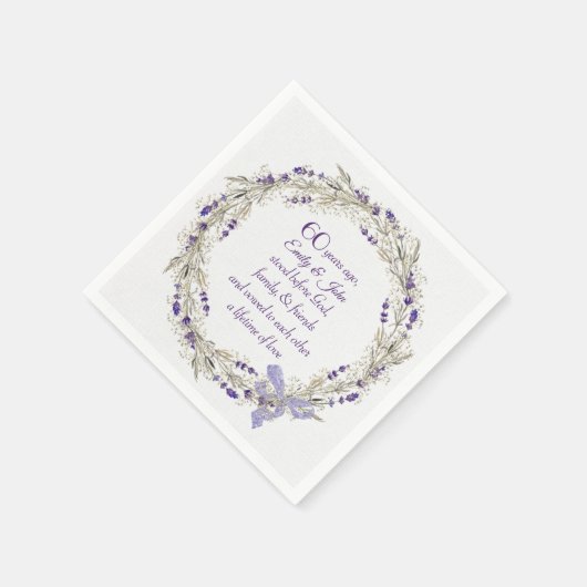 Lavender Wreath zum 60. Jahrestag Serviette (Ecke)