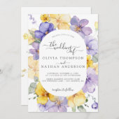 Lavender Yellow Lilac Floral Monogram Wedding Einladung (Vorne/Hinten)