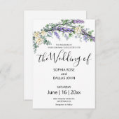 Lavender Yellow Rose Eukalyptus elegant Einladung (Vorne/Hinten)