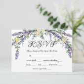 Lavender Yellow Rose und Eucalyptus RSVP Card Karte (Stehend Vorderseite)