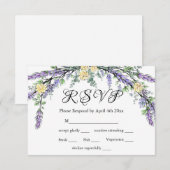 Lavender Yellow Rose und Eucalyptus RSVP Card Karte (Vorne/Hinten)